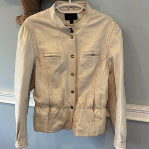 Wilsons Leather Women's Cream Snap Front Leather Jacket vintage